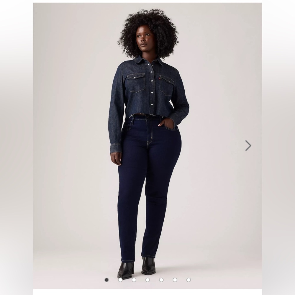 Levi's High Rise Deep Blue Straight Jeans 18W M NWT